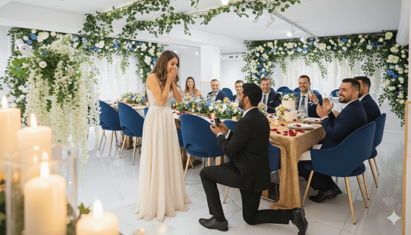 Proposal dinner at Chopras Indian Restaurant Den Haag private hall